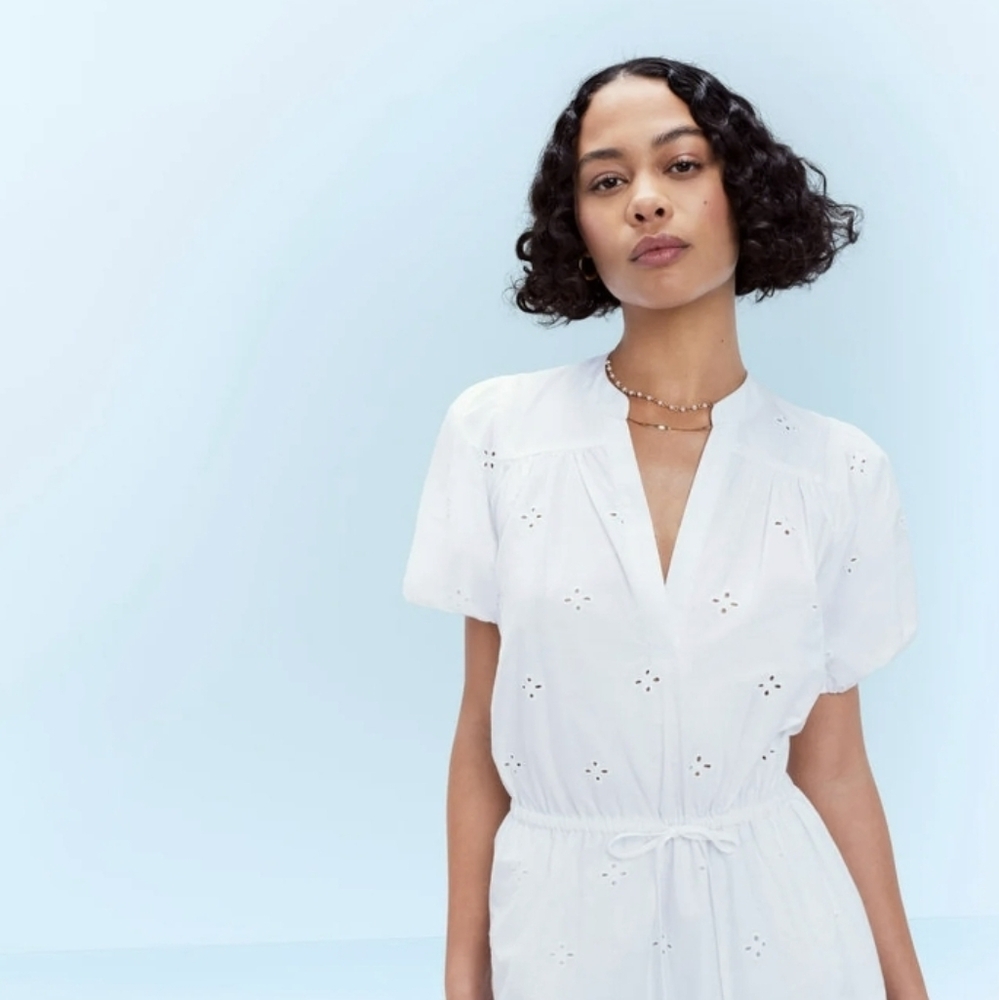 Elegant White Eyelet Dress